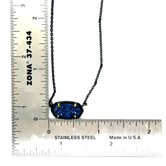 Kendra Scott Black with Blue Druzy Necklace - Picture 6 of 7
